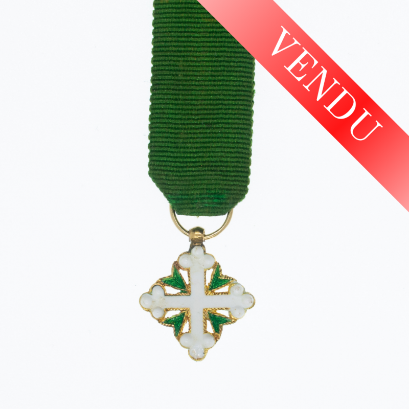 Italie.  Médaille miniature de l’ordre des Saints Maurice et Lazare en or.