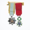 Barrette de deux médailles miniatures composée de : Légion d'honneur et l'Etoile d’Anjouan