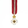 Médaille miniature de l'ordre de la Couronne d’Italie en or. Avec son ruban.