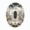 Pérou. Broche en argent. Au centre, un cabochon de malachite orné d’un motif inca marqué Peru.