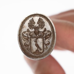 Cachet / sceau en métal blanc avec armoiries