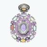 Beau pendentif en argent serti divers pierres : topaze, améthyste, péridots, citrines et pierres blanches.