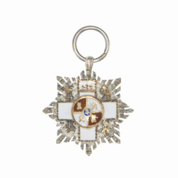 Espagne.  Plaque miniature de la croix banche du mérite militaire.