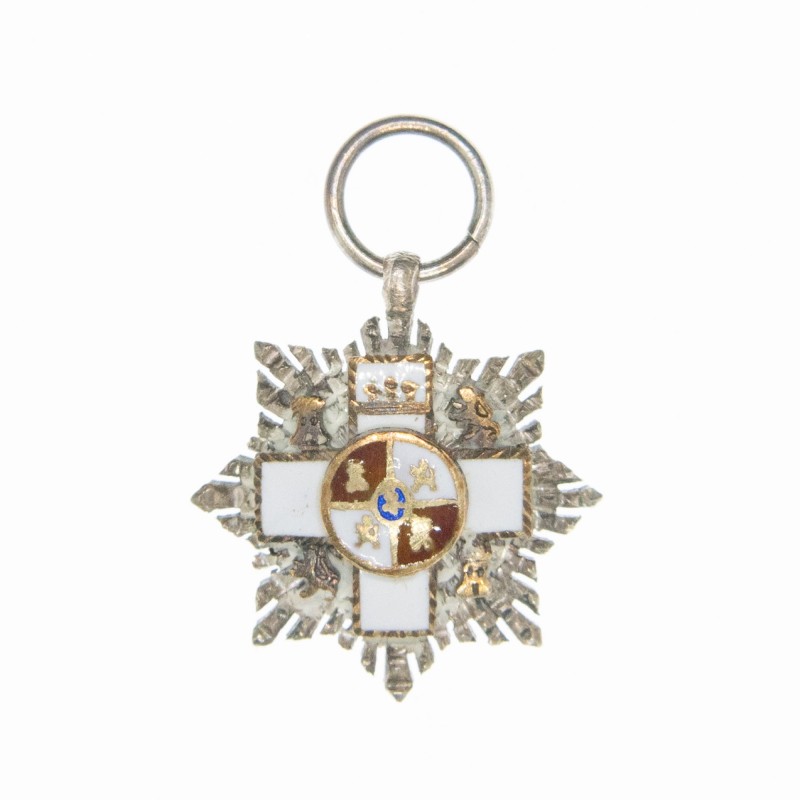 Espagne.  Plaque miniature de la croix banche du mérite militaire.