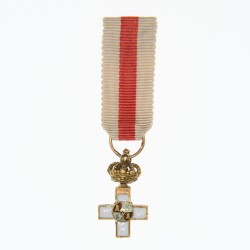 Espagne. Belle médaille en or de la croix blanche du mérite militaire miniature.