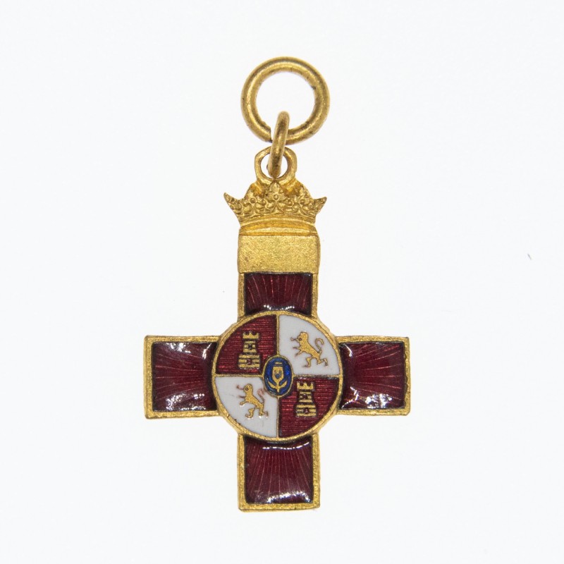 Espagne.  Croix de la croix rouge du mérite militaire en miniature.
