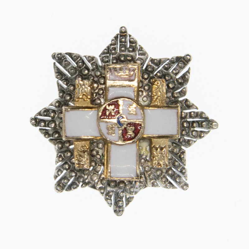 Espagne. Plaque miniature de la croix blanche du mérite militaire.