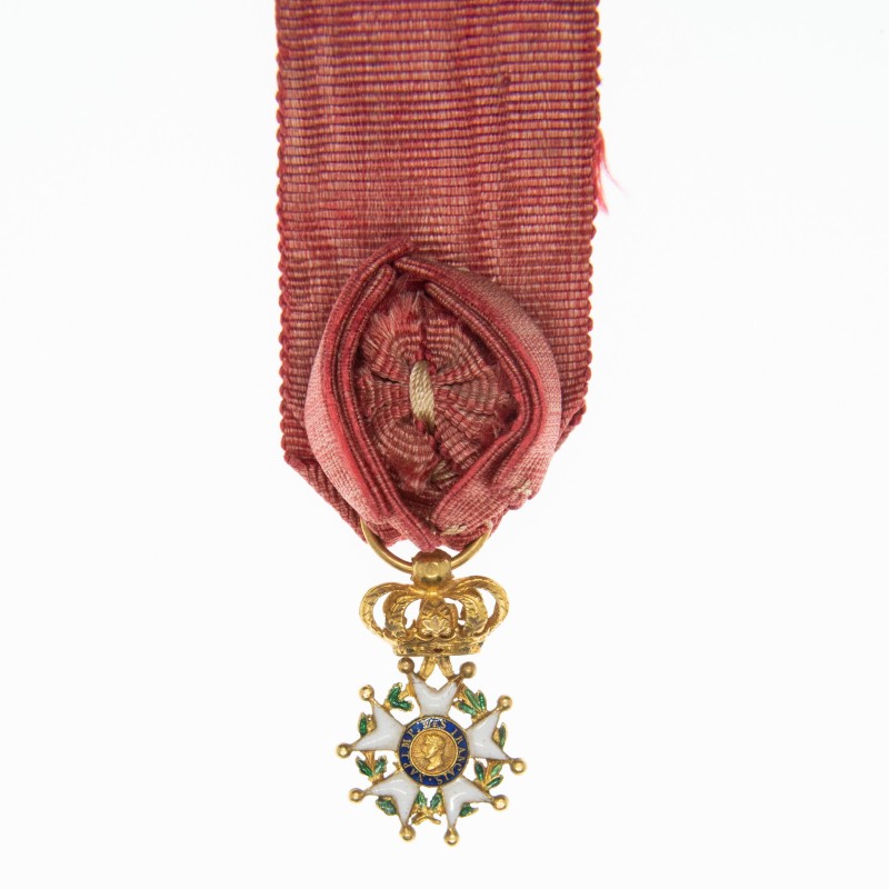 Belle médaille miniature d’officier de l’ordre de la Légion d’Honneur en or d’époque 1er Empire du 4eme type.