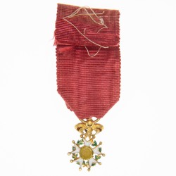 Belle médaille miniature d’officier de l’ordre de la Légion d’Honneur en or d’époque 1er Empire du 4eme type.