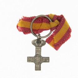 Espagne.  Miniature de la croix du mérite militaire.  Avec son ruban.