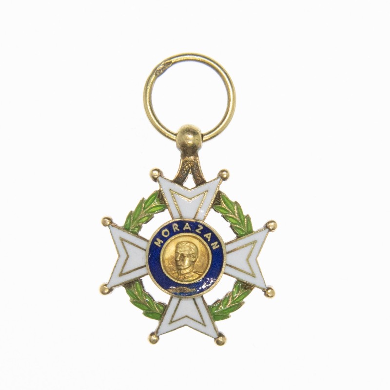 HONDURAS. Médaille miniature de l’ordre de Francisco Morazan en or et émail.