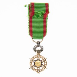 Très belle médaille d’officier de l’ordre du Mérite Agricole. Rare modèle de luxe en or sertie de diamants.