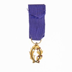 Palmes académiques, médaille d’officier miniature en or et émail.