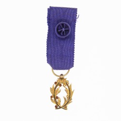 Palmes académiques, médaille d’officier miniature en or et émail.
