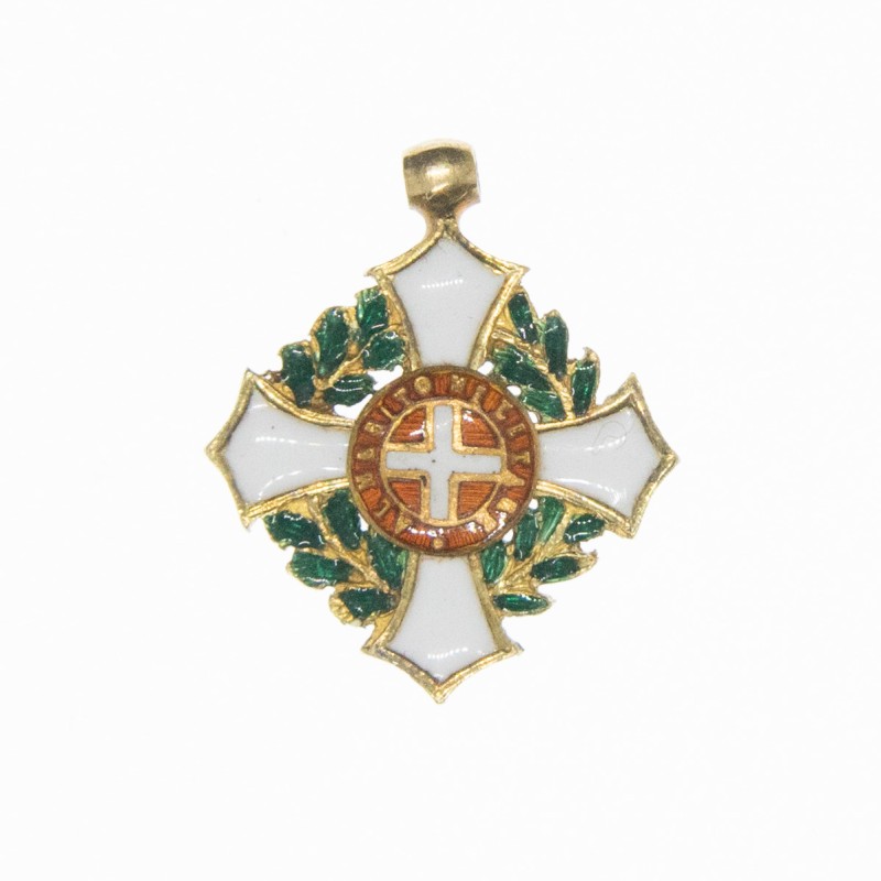 Belle médaille miniature du mérite militaire de Savoie en or et émail.