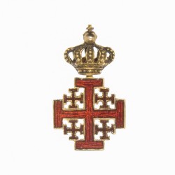 Belle médaille miniature de l’ordre du Saint Sépulcre à croix potencées en or et émail.