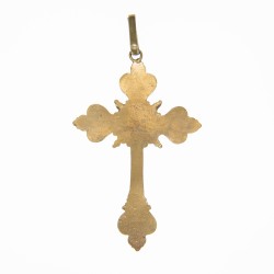 Croix en laiton émaillé à la fleur de lys.