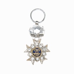 BELGIQUE. Très belle médaille miniature de l’Ordre de la Couronne avec brillants.