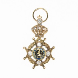 BELGIQUE. Superbe médaille de l’ordre de Léopold en or, diamants, et émail.