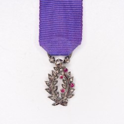 Beautiful miniature medal of academic palms with diamond and ruby.