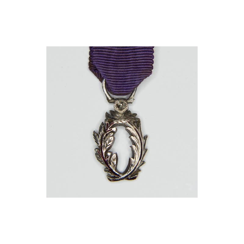 Miniature Knight's Medal of Academic Palms, silver, email, diamond and ribbon.