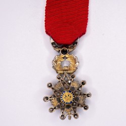 Miniature medal of the Legion of Honor of the third republic with diamonds.