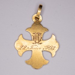 Belle médaille religieuse ancienne en or, daté 22 Juin 1903.