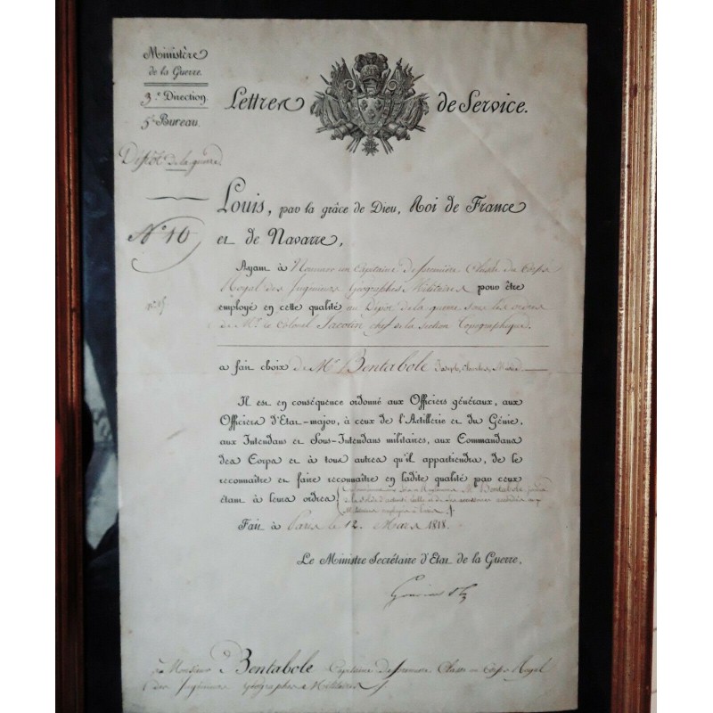 Lettre de service. Document Militaire par lequel le Maréchal Gouvion St-cyr ministre secrétaire d’état de la guerre.