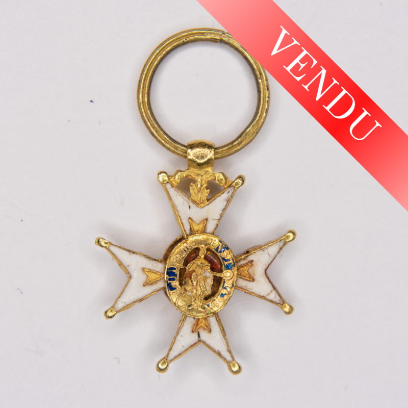 Rare miniature medal of the Order of St. Louis in gold.