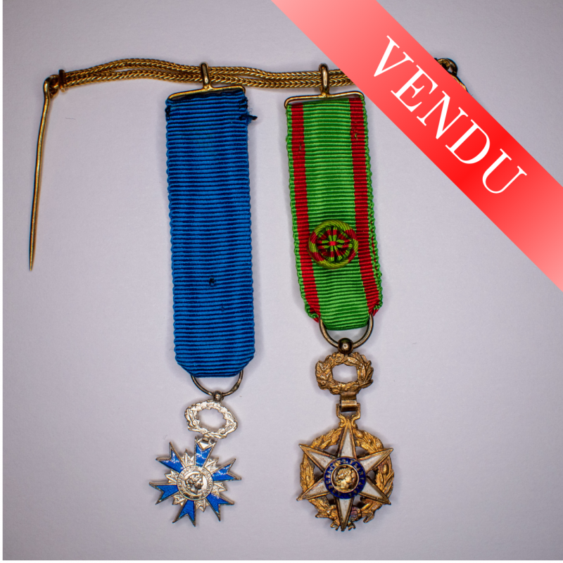 Chainette of miniature medals of the order agricultural merit and order deserves national officer.