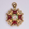 Russie.  Médaille miniature de l'ordre de Saint Stanislas en or et émail.