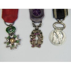 Miniature chain including a Legion of Honour medal, academic palms and mutuality medal.