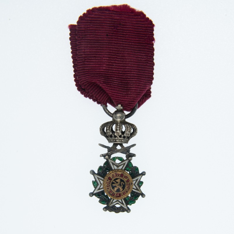 Belgique. Médaille miniature de l’ordre de Léopold à titre militaire.