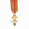 Laos. Rare et belle médaille de l’ordre du Million d’Eléphants et du Parasol blanc,  en or et émail, en miniature.