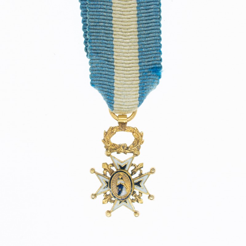 Espagne. Belle médaille miniature de l’ordre de Charles III en or.